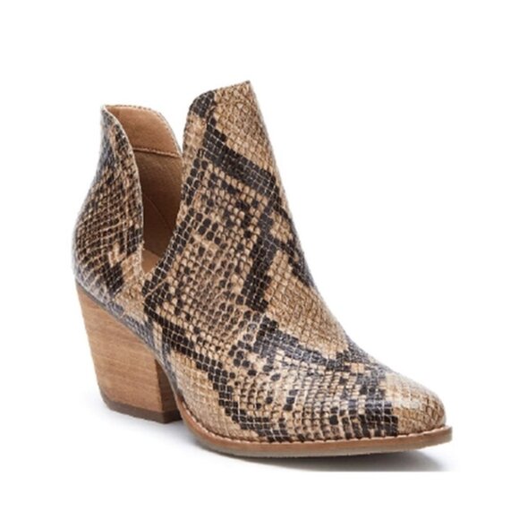 Coconuts by Matisse size 7 Trader Snake Print Leather Boots - Picture 1 of 14